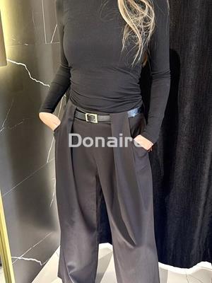 Pantalón cinturón pata ancha negro Dixie - Imagen 1