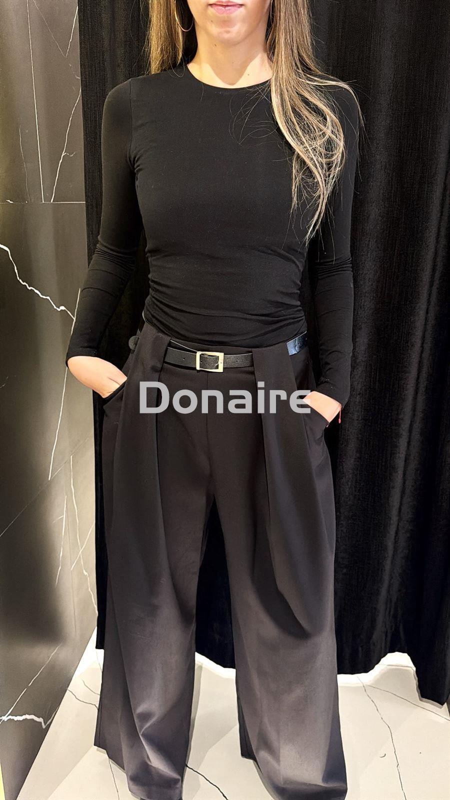 Pantalón cinturón pata ancha negro Dixie - Imagen 3