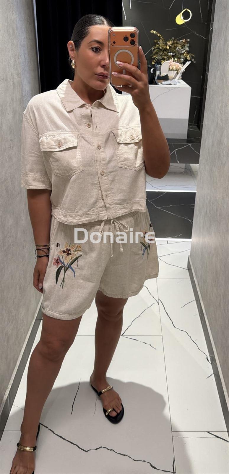 Pantalón corto lino bordado Lez a Lez - Imagen 1