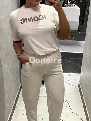 Pantalón crudo tejido combinado Koralline - Imagen 1