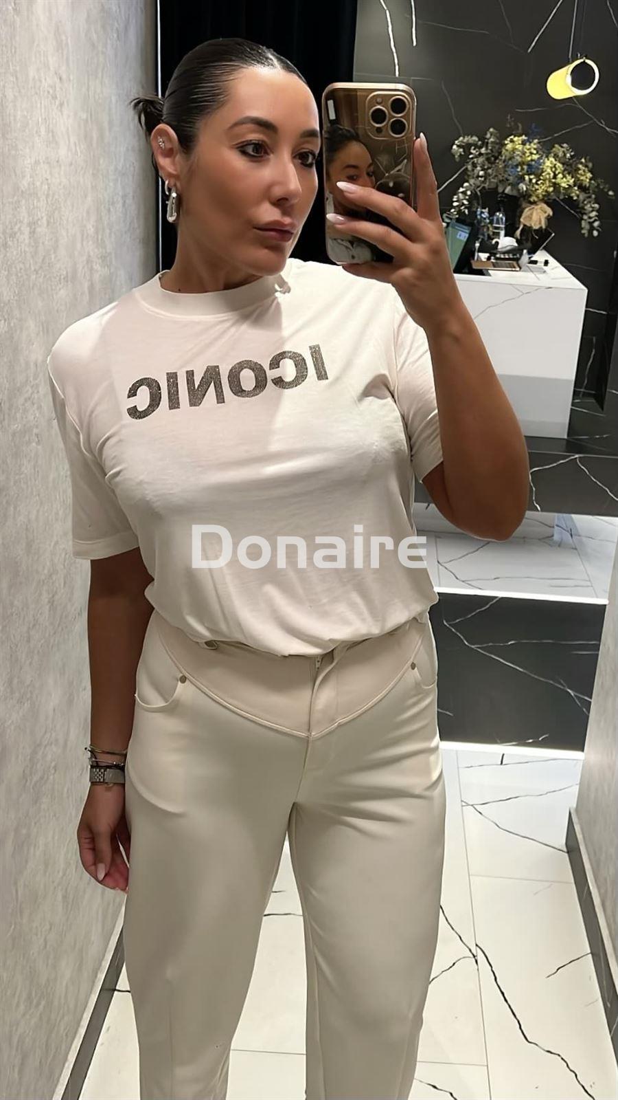Pantalón crudo tejido combinado Koralline - Imagen 4