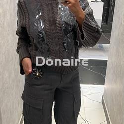 Pantalón gris cargo con abalorio de pedrería Koralline - Imagen 1