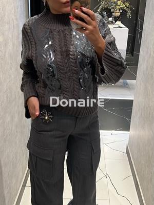 Pantalón gris cargo con abalorio de pedrería Koralline - Imagen 1