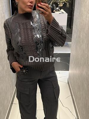 Pantalón gris cargo con abalorio de pedrería Koralline - Imagen 2