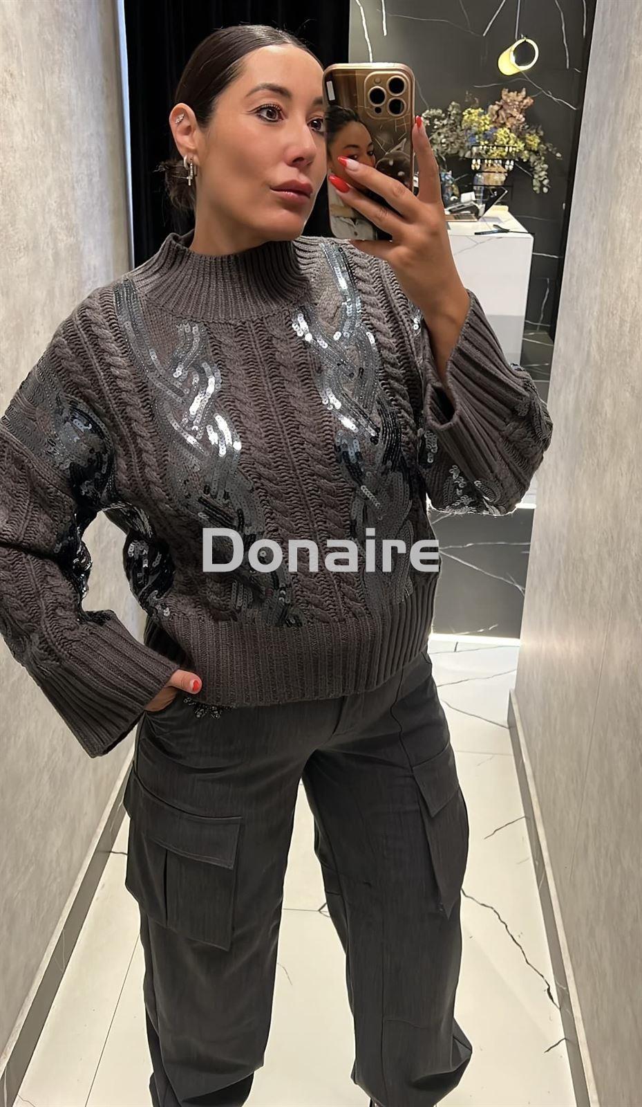 Pantalón gris cargo con abalorio de pedrería Koralline - Imagen 3