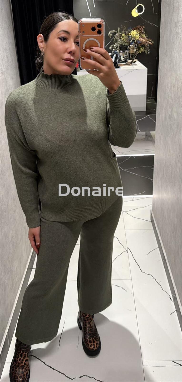 Pantalón kaki punto estilo culotte Phard - Imagen 3