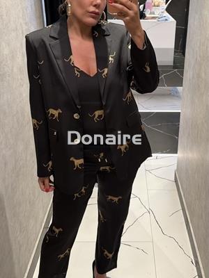 Pantalón negro satén estampado leopardos Lola Casademunt - Imagen 1