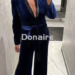 Pantalón palazzo azul terciopelo Koralline - Imagen 2