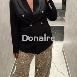 Pantalón palazzo lentejuelas doradas Lez a Lez - Imagen 1