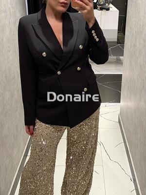 Pantalón palazzo lentejuelas doradas Lez a Lez - Imagen 1