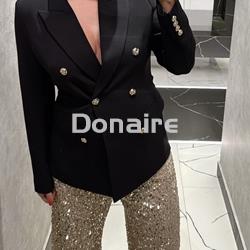 Pantalón palazzo lentejuelas doradas Lez a Lez - Imagen 2