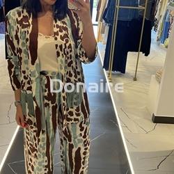 Pantalón palazzo satén manchas Dixie - Imagen 1