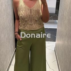 Pantalón palazzo satén verde Goa Goa - Imagen 1