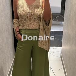 Pantalón palazzo satén verde Goa Goa - Imagen 2