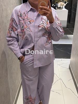Pantalón rayas y lentejuelas estilo pijama Dixie - Imagen 2