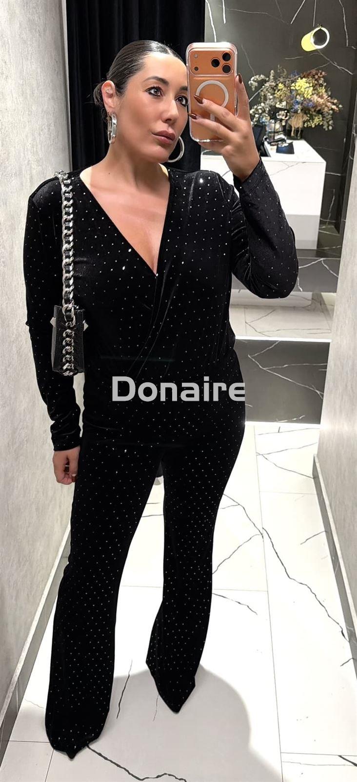 Pantalón terciopelo y topos plata Koralline - Imagen 2