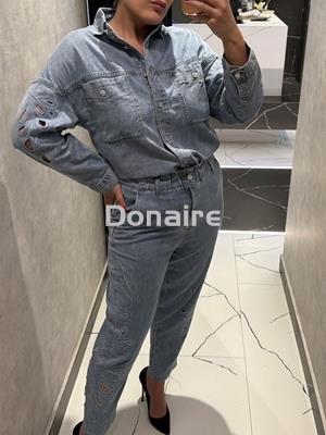 Pantalón vaquero bajo troquelado BSB - Imagen 1