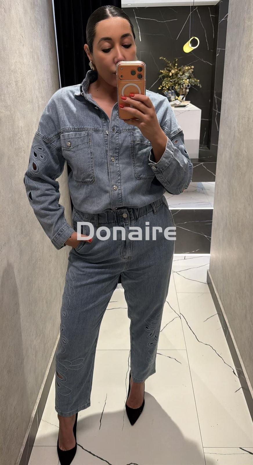 Pantalón vaquero bajo troquelado BSB - Imagen 3