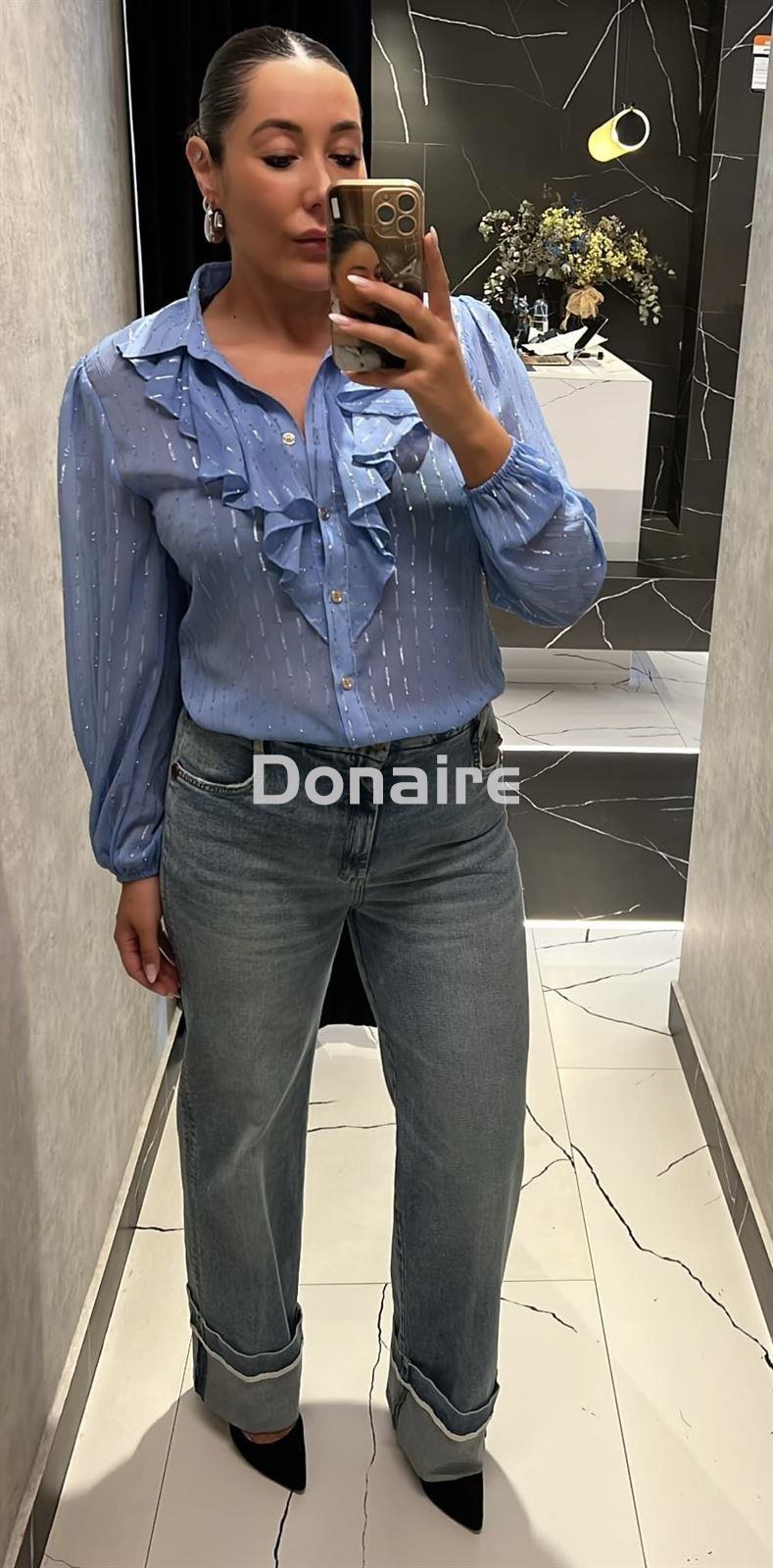 Pantalón vaquero con vuelta lavado claro OPEN - Imagen 1