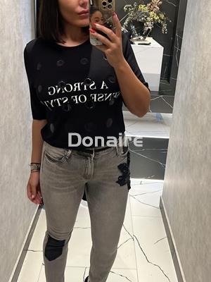 Pantalón vaquero gris aplicaciones lentejuelas Koralline - Imagen 1