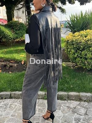 Pantalón vaquero negro desgastado crop Lez a Lez - Imagen 2