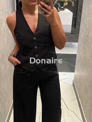 Pantalón vestir negro pata ancha L’CECCI - Imagen 1