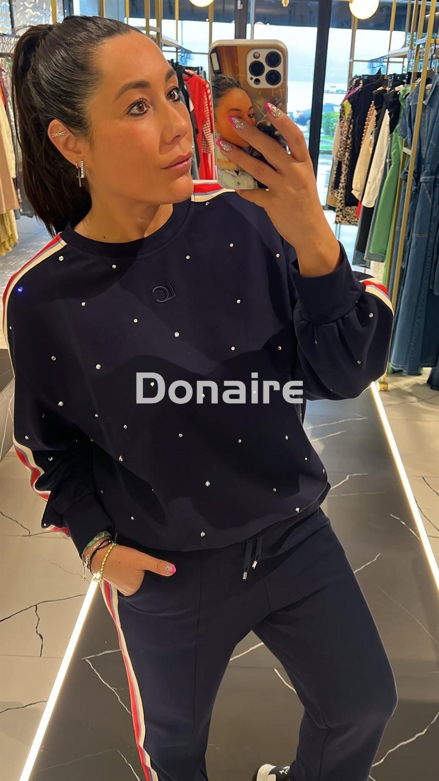 Sudadera azul marino strass y cinta tricolor Lola Casademunt - Imagen 2