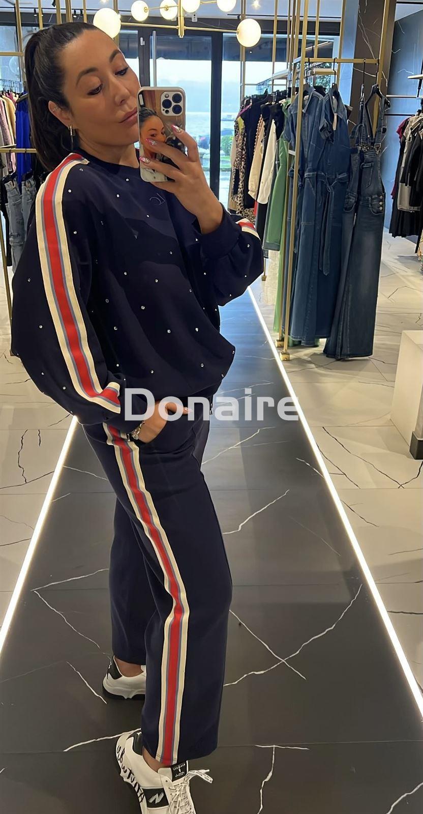 Sudadera azul marino strass y cinta tricolor Lola Casademunt - Imagen 3