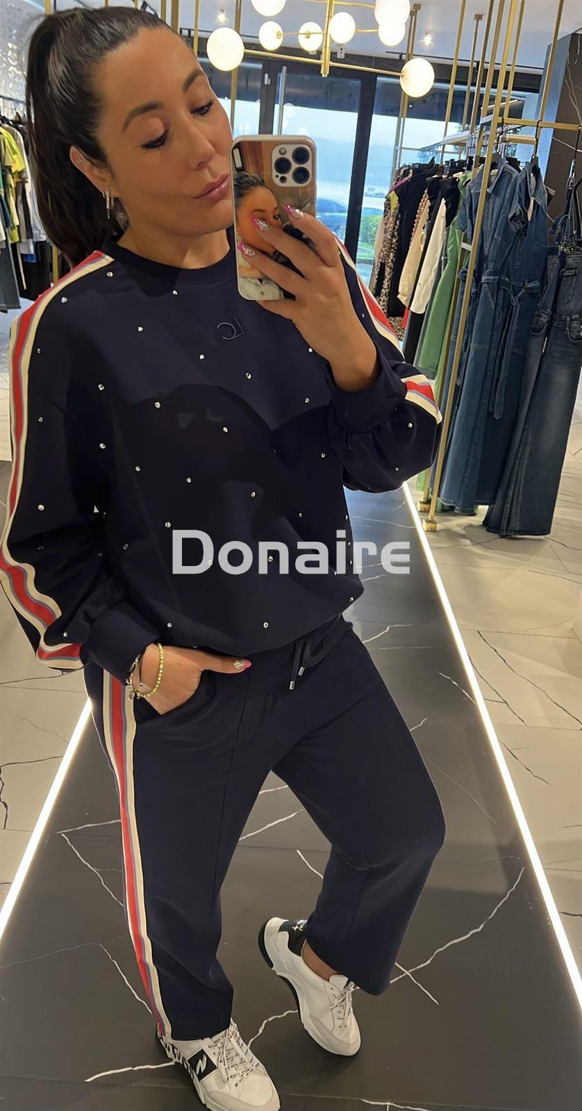 Sudadera azul marino strass y cinta tricolor Lola Casademunt - Imagen 4