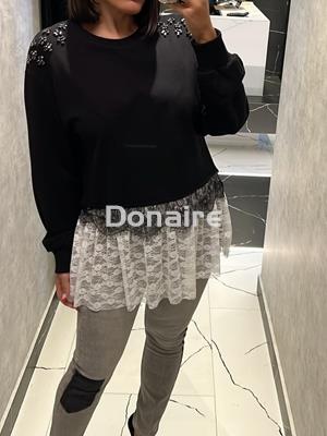 Sudadera con blondas de encaje y pedrería BSB - Imagen 1