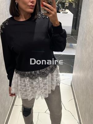 Sudadera con blondas de encaje y pedrería BSB - Imagen 2