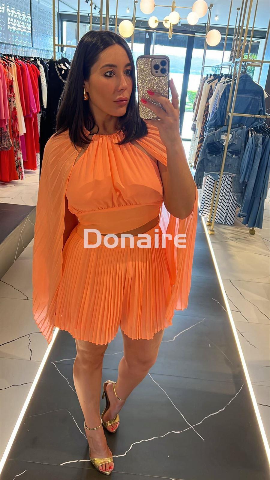 Top atar gasa con capelinas naranja neón Lez a Lez - Imagen 1