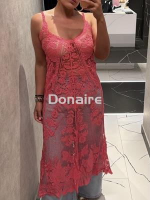 Top largo crochet fuscia Koralline - Imagen 1