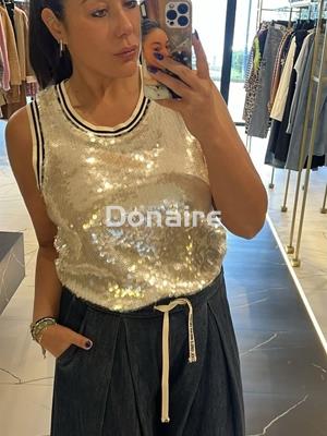 Top lentejuelas nude Dixie - Imagen 1