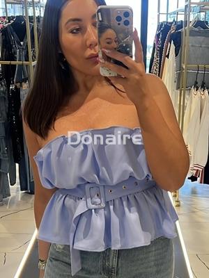 Top palabra de honor azul cielo Koralline - Imagen 2