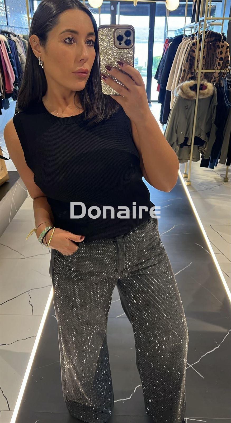 Top punto de canalé y detalles dorados en hombro Goa Goa - Imagen 2