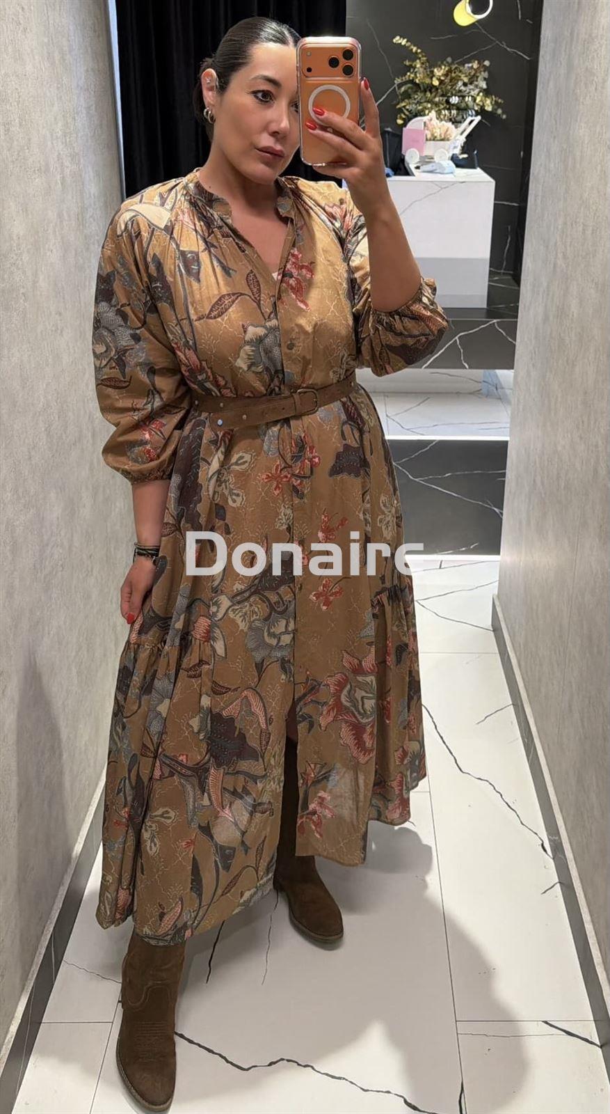 Vesido largo cuello mao y cinturón Dixie - Imagen 2