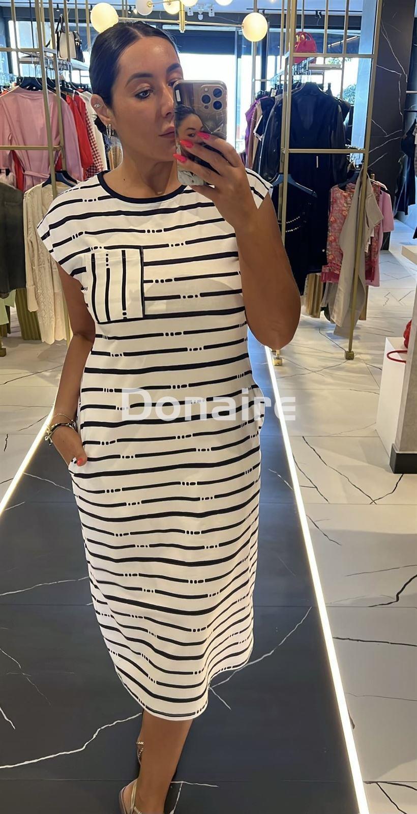 Vestido algodón rayas marino WNT - Imagen 1
