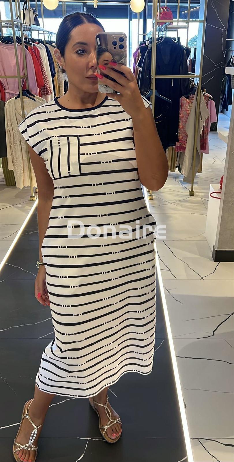 Vestido algodón rayas marino WNT - Imagen 2