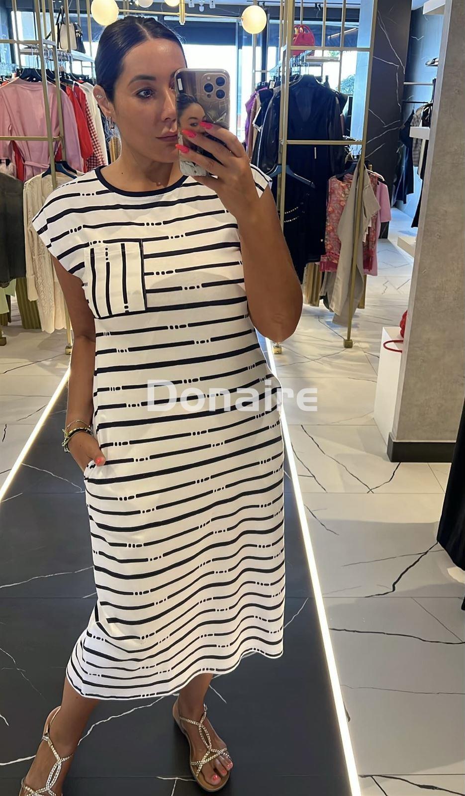 Vestido algodón rayas marino WNT - Imagen 3