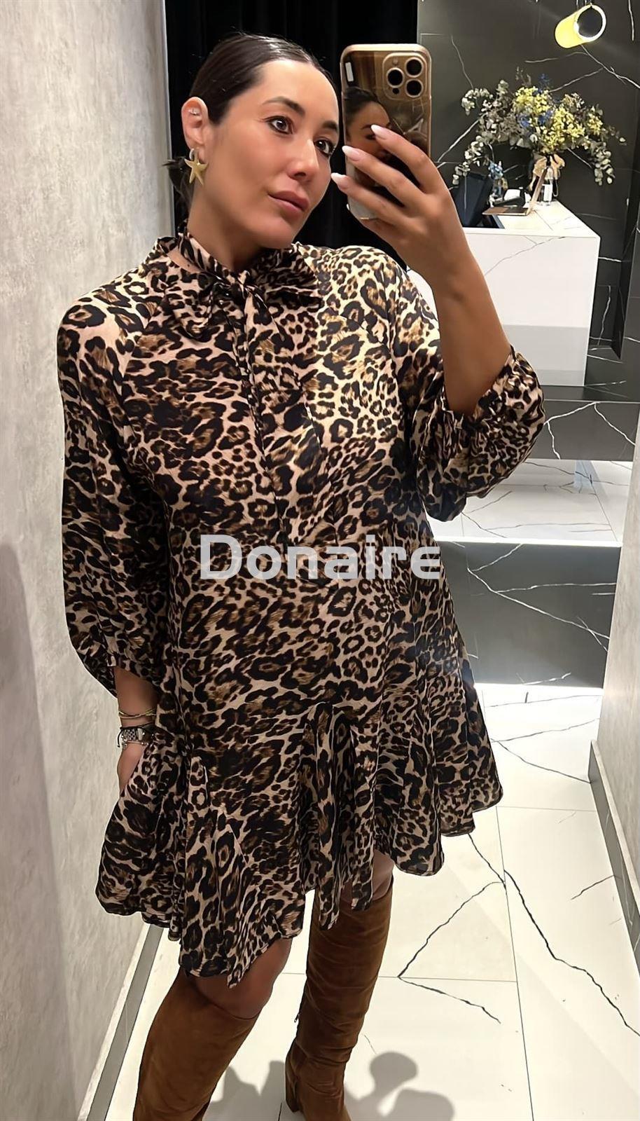 Vestido animal print con lazada Dixie - Imagen 1