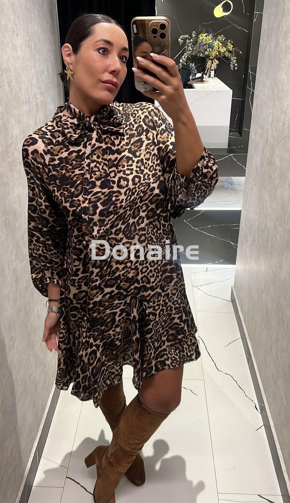 Vestido animal print con lazada Dixie - Imagen 2
