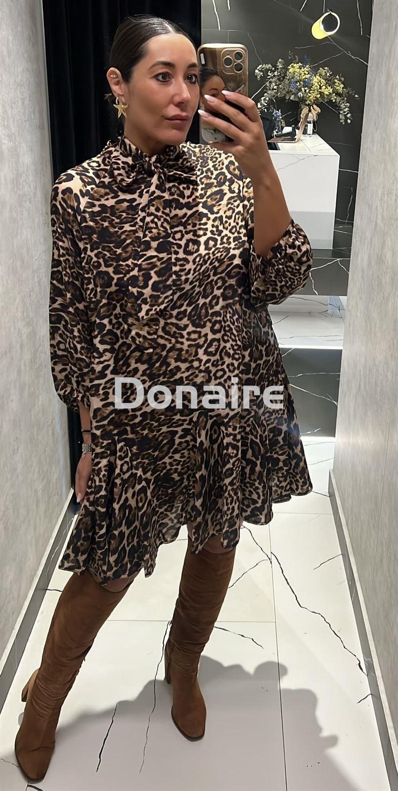 Vestido animal print con lazada Dixie - Imagen 3