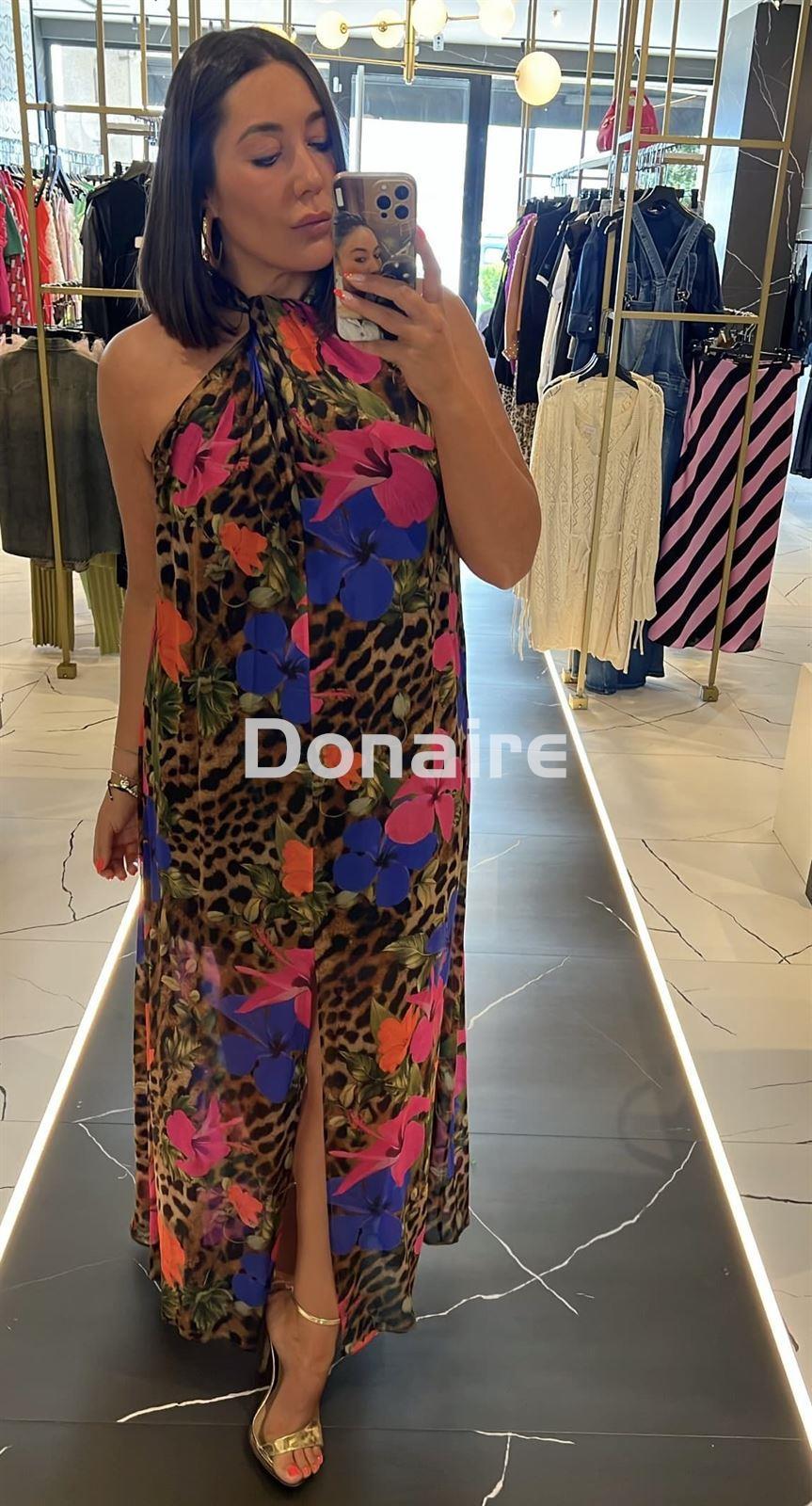 Vestido animal print escote halter Maite - Imagen 1