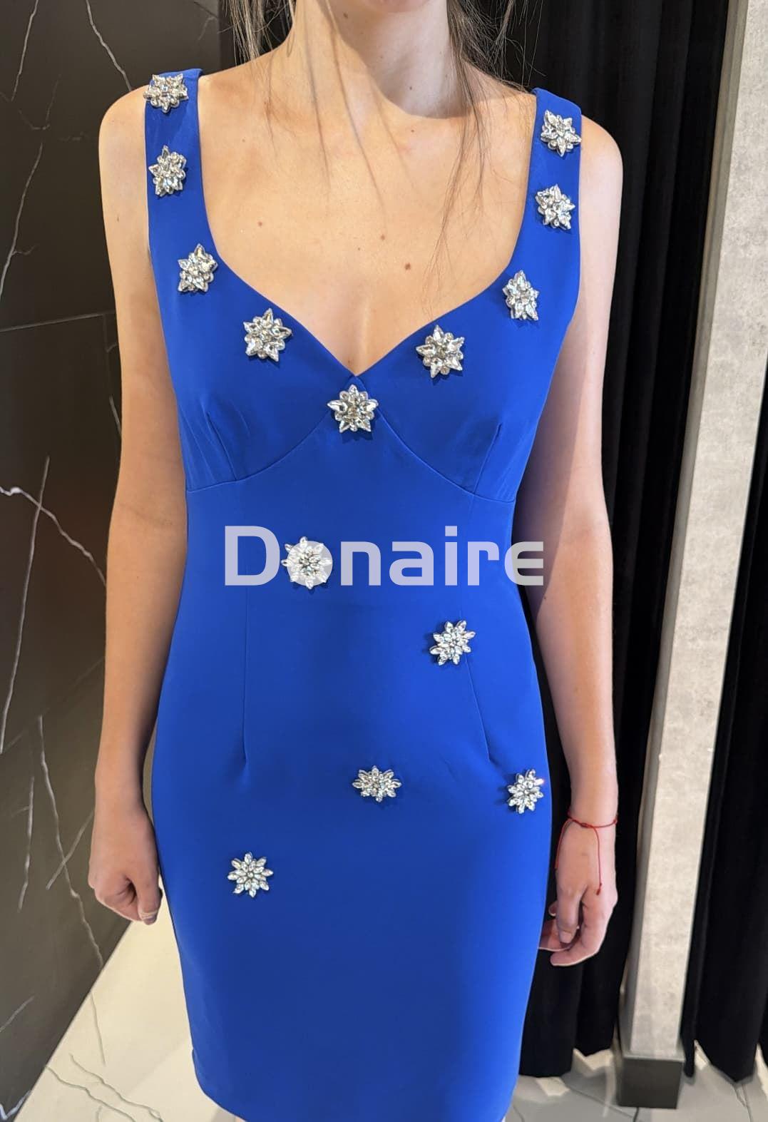 Vestido azul eléctrico y pedrería Koralline - Imagen 1