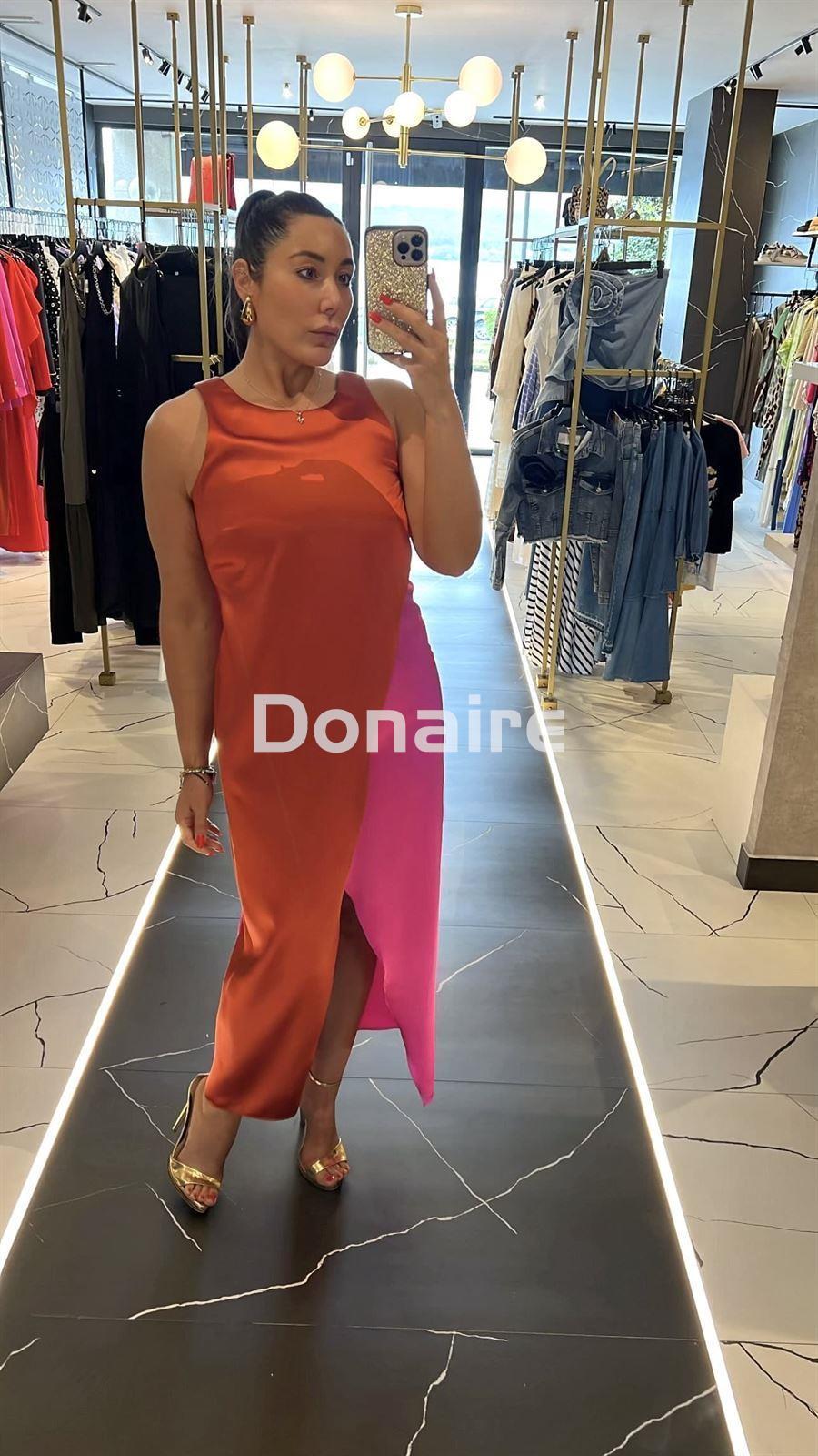 Vestido bicolor satén Maite - Imagen 1