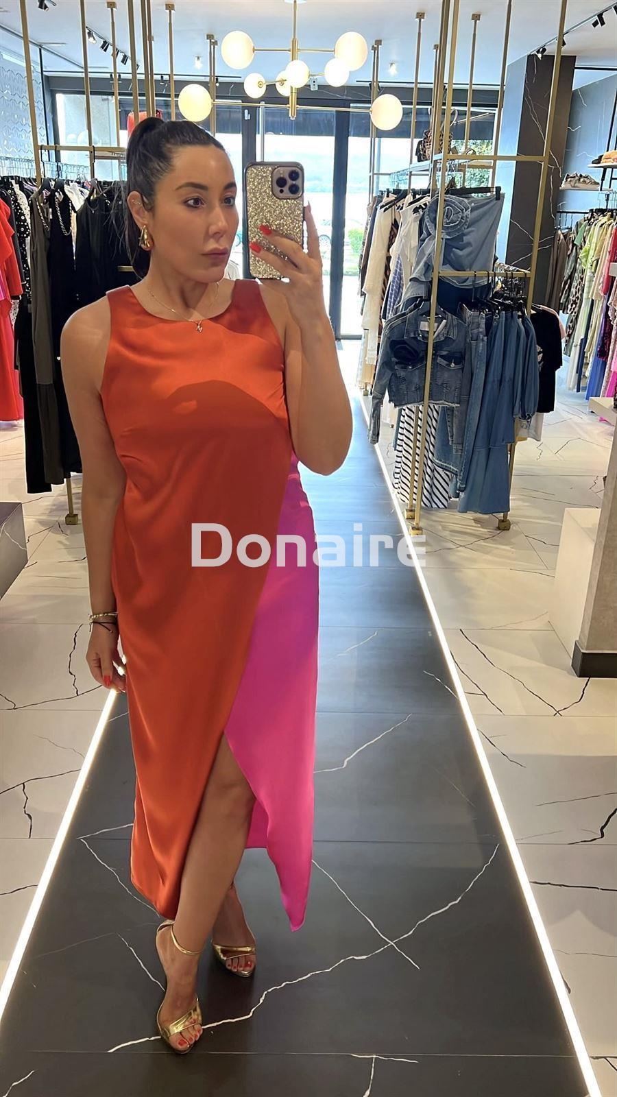 Vestido bicolor satén Maite - Imagen 2