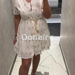 Vestido blanco y dorado manga corta Goa Goa - Imagen 1