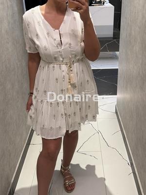 Vestido blanco y dorado manga corta Goa Goa - Imagen 1