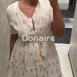 Vestido blanco y dorado manga corta Goa Goa - Imagen 2